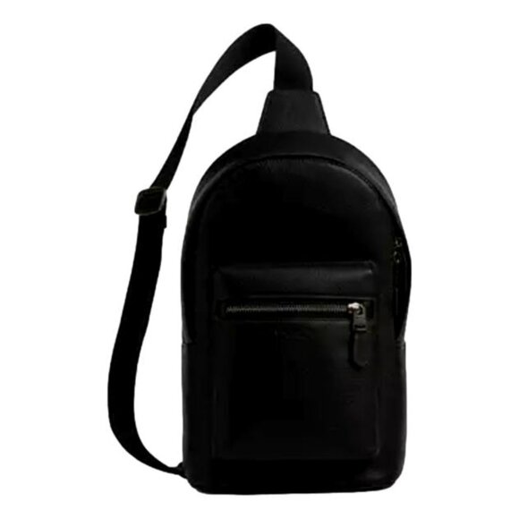 Coach West Pack Refined Leather Crossbody Sling Bag Black Men's Bag Travel - Picture 1 of 17